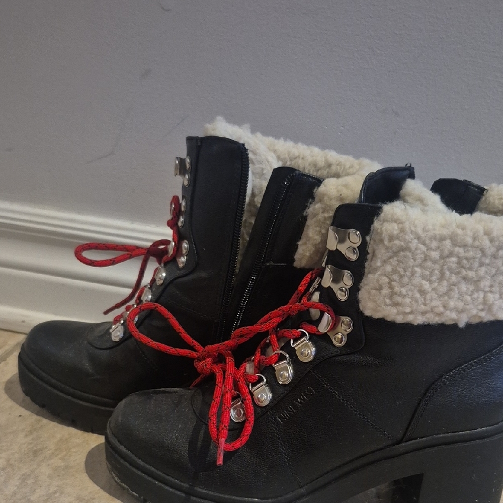 Nine West Women's Black Boots with Red Laces